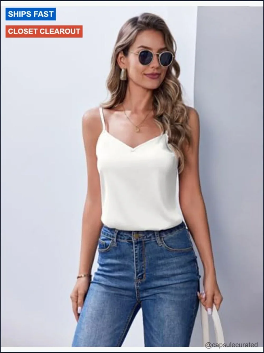 V Neck Satin Pajama Tank Top Spahetti Strap Camisole